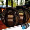 Padverlichting Drie stuks solar lantaarn basket medium rotanlook lamp op zonne energie